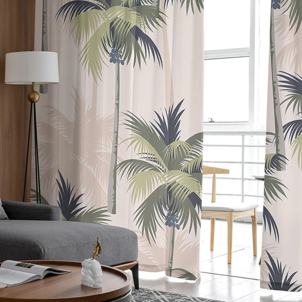 Coconut Tree Sommar Seaside Tyll Gardiner Vardagsrum Kök Chiffong Gardin Sovrum Balkong Skin gardin Mode Heminredning