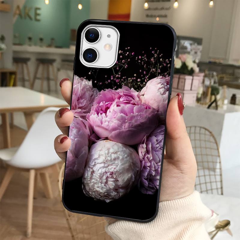 Yinuoda Elegant Pink Purple Peony Flower Onthe Vase Phone Case for iPhone 11 12 13 mini pro XS MAX 8 7 6 6S Plus X 5S SE 2020 XR