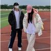 Fashionable and Warm Hooded Patchwork Faux Two- Piece Lamb Wool Cotton Coat for Women