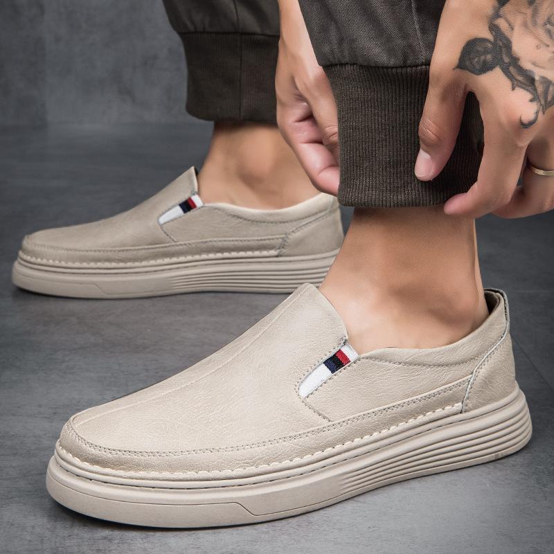 Men's shoes summer new board shoes men's trendy shoes British business leather shoes men's one-pedal lazy tooling casual shoes