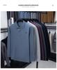 Men's Autumn Turn-Down Collar Long Sleeve Polo Shirt - Solid Color Embroidered & Loose Fit