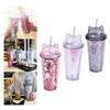 420ml Double Wall Tumbler Cup Flash Powder Cup for Shopping Hot and Cold Tea