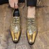 Hochwertige, bequeme Herbst-Bankettschuhe zum Schnüren für Herren Modische, spitze Tanzschuhe für Herren in Gold/Silber mit Glitzer