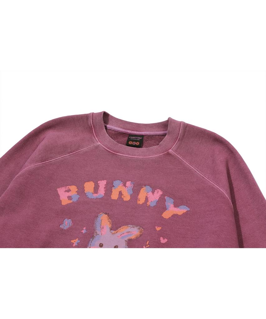 Compagno Pastel Bunny Raglan Pigment Sweatshirt Dusty Pink