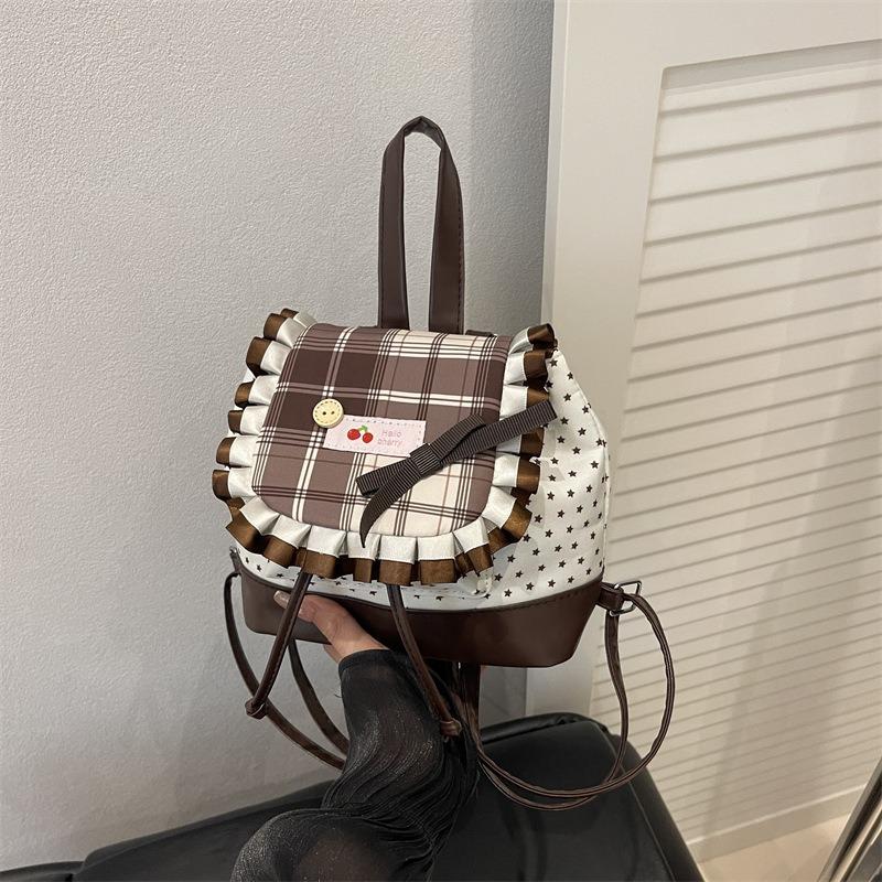 College style versatile girl backpack female students class fashion leisure personality commuter backpack