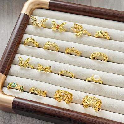 Mittelalterlicher Luxus High-End Hohle Spitze Schmetterling Offener Ring Weiblichkeit Nischendesign Retro Ring