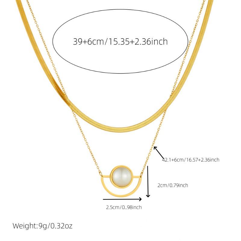 Vergoldete mehrschichtige Fischgräten-Perlenkette, Zarter doppeltkettiger Schlangen-Choker mit Süßwasserperlen-Anhänger, Luxuriöser Schmuck für Frauen Geschenk