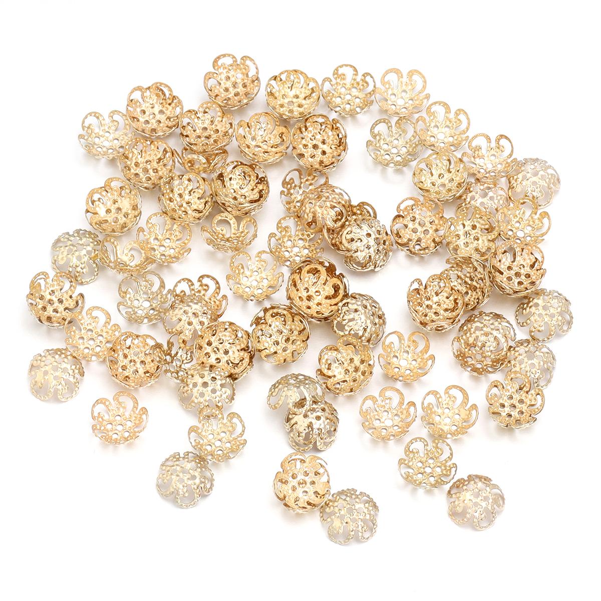 100Pcs 8 10mm Metal Iron Flower Torus Lotus Shape Bead Caps For Jewelry Making End Spacer Beads DIY Charms Bracelet Accessories 8mm