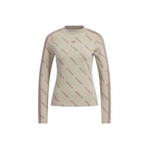 

adidas crew neck slim-fit long sleeve raglan T-shirt for women, taupe XS серо-коричневый
