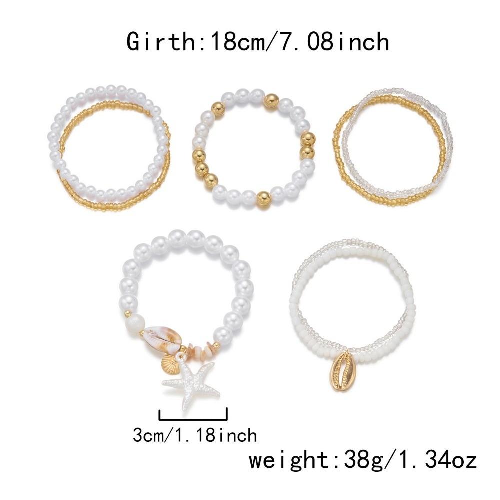 Starfish Multilayer Shell Bracelets Bohemian Wrap Charm Hand Chain New Conch Beaded Bangles Gifts