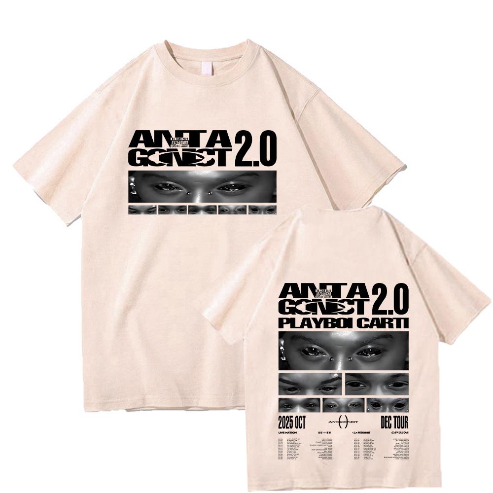 Rapper Playboi Carti Antagonist Tour T-shirts Mens Clothing Hip Hop 90s Vintage T Shirts Male Casual Cotton Streetwear