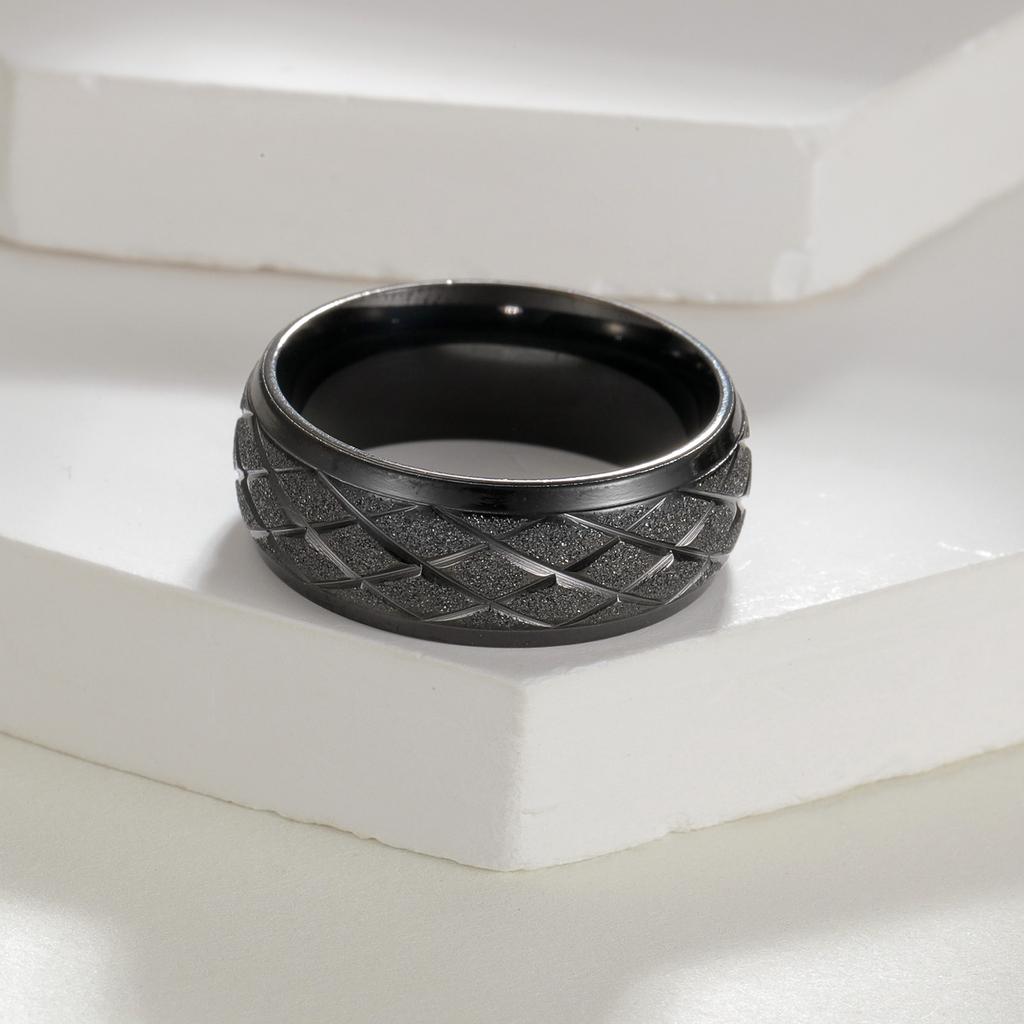 1pc 8MM Stainless Steel Golden Mens Ring Timeless Design with Simple Texture Hypoallergenic & Durable for Sophisticated Style