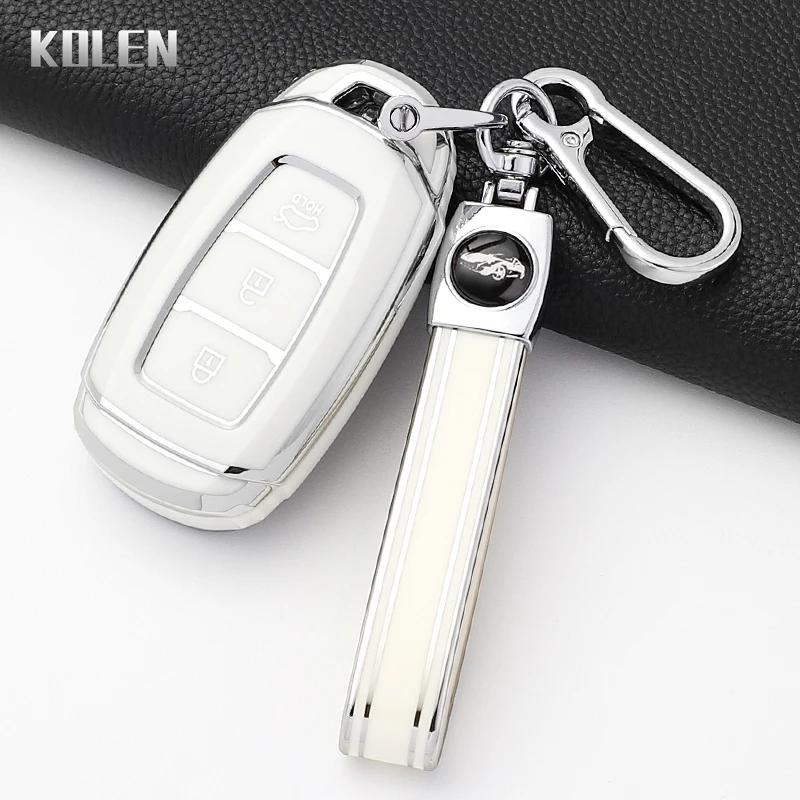 Fashion Tpu Car Key Case Cover For Hyundai Elantra Grandeur Accent Solaris Sonata Palisade Kona Creta I20 I30 Ix35 Ix25 Keychain