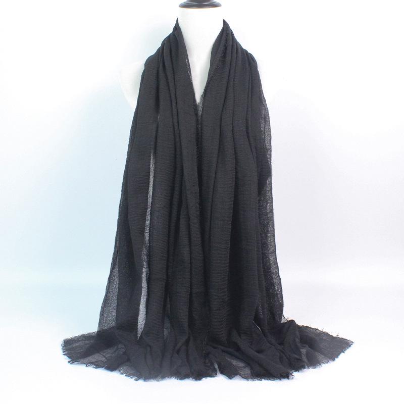 Crinkled Rayon Scarf Shawl: Solid Color, Natural Wrinkle, Fringed, Beach Towel, Bride/Bridesmaid/Party Evening Dress Accessory.