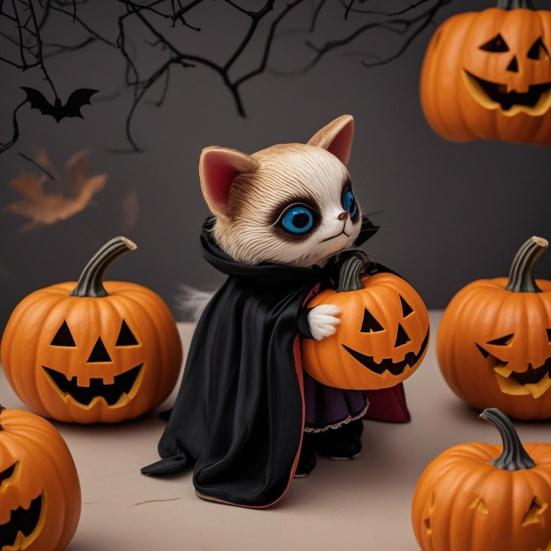 

Highland Cow Resin Figurine Halloween Christmas Highland Cattle Cat Statue Animal Sculpture Holiday Party Decoration Ornament B