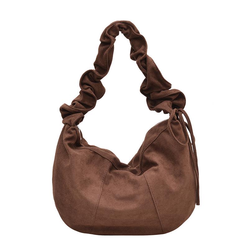 Korean Fashion Pleated One-Shoulder Tote: Versatile, Large Capacity Drawstring Dumpling Bag