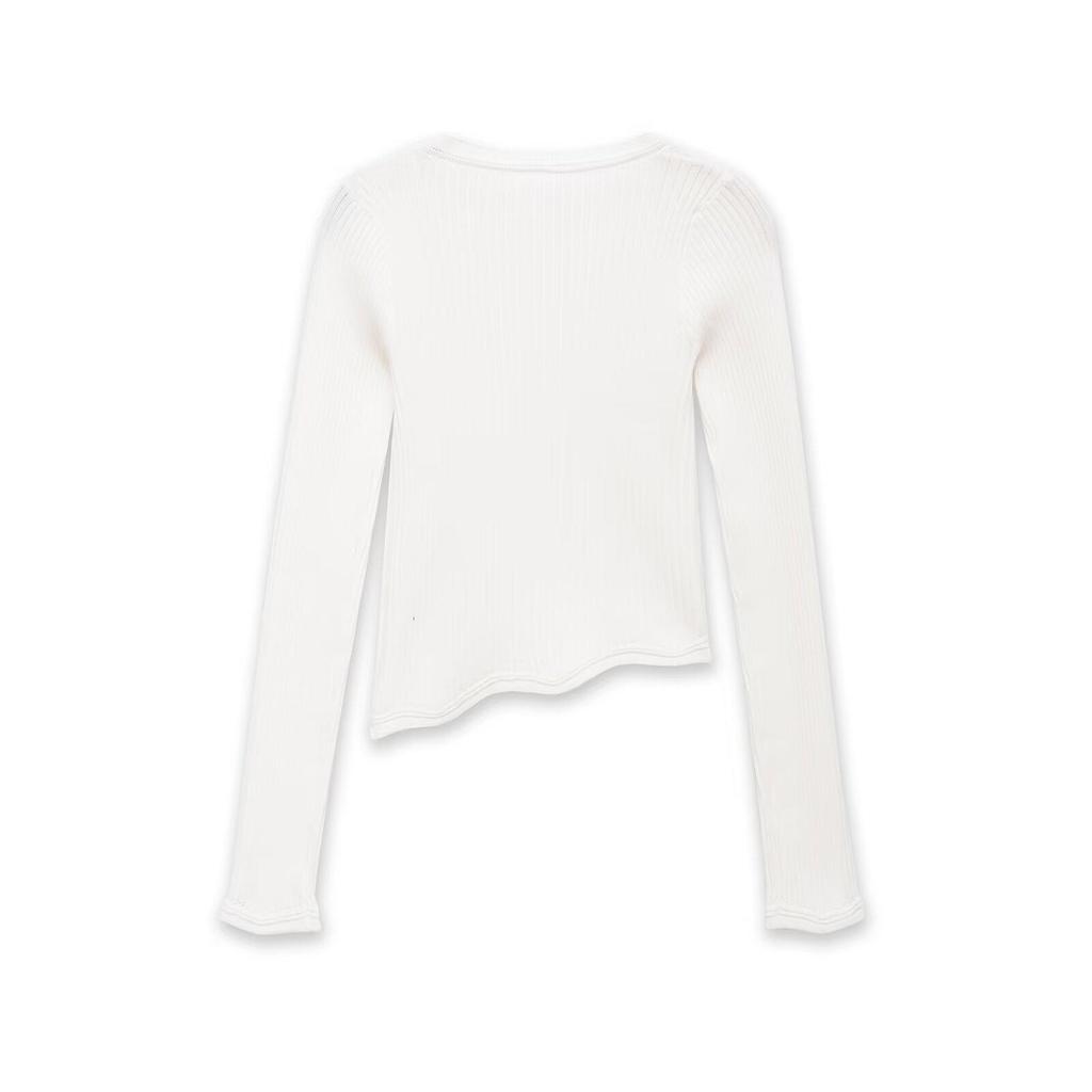 2026 European Spring Women's Asymmetrical Long Sleeve Knit Top