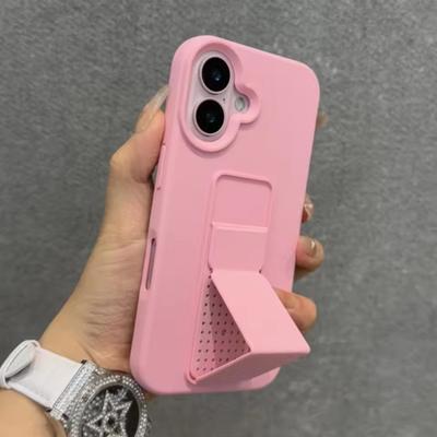 Luxusní pouzdro se stojánkem push-pull z tekutého silikonu pro iPhone 16 15 14 13 12 11 Pro Max Plus Nárazuvzdorný matný držák Ochranný kryt