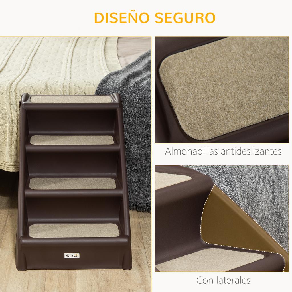 Foldable Pet Stairs for Dogs & Cats with Non-Slip Mats, Supports 20kg, 62x38x49.5cm, Brown