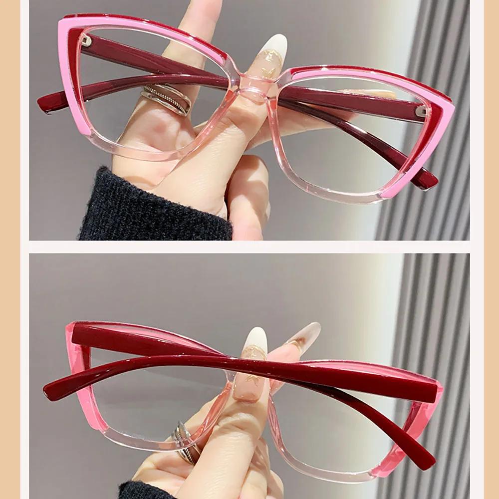 Trendy Fashion Cat Eye Reading Glasses Plus Women Vintage Colorful Frame Presbyopia Eyewear Anti Blue Light Clear Glasses +2.5