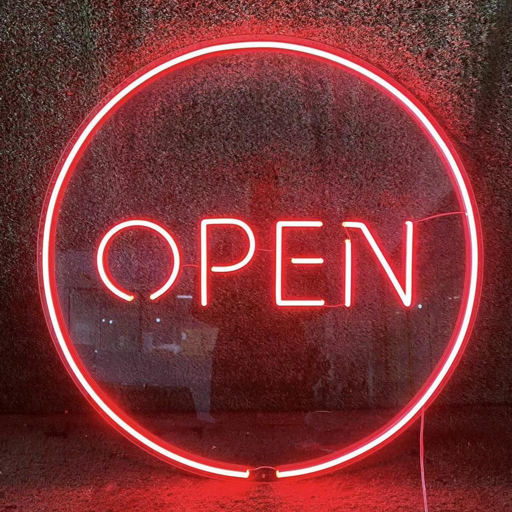 LED Neon Light USB 5V Transparent Acrylic 'Open' Sign for Shops and Businesses