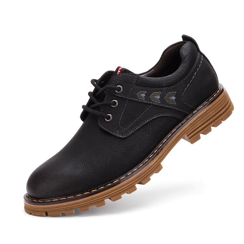 

Весенне-осенняя рабочая обувь. Новая мужская обувь. Повседневная обувь. Универсальные кожаные туфли с большой головкой. 44 чёрный