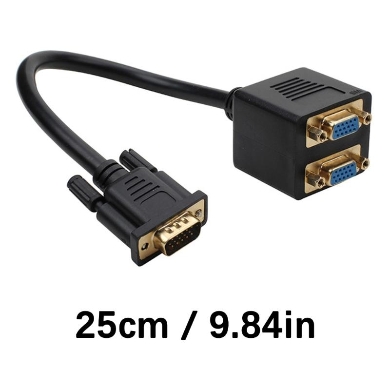 VGA To VGA Splitter VGA To Double Monitor Splitter 1080P Video Converter Plugs And Play 25cm Cord For Computer Display