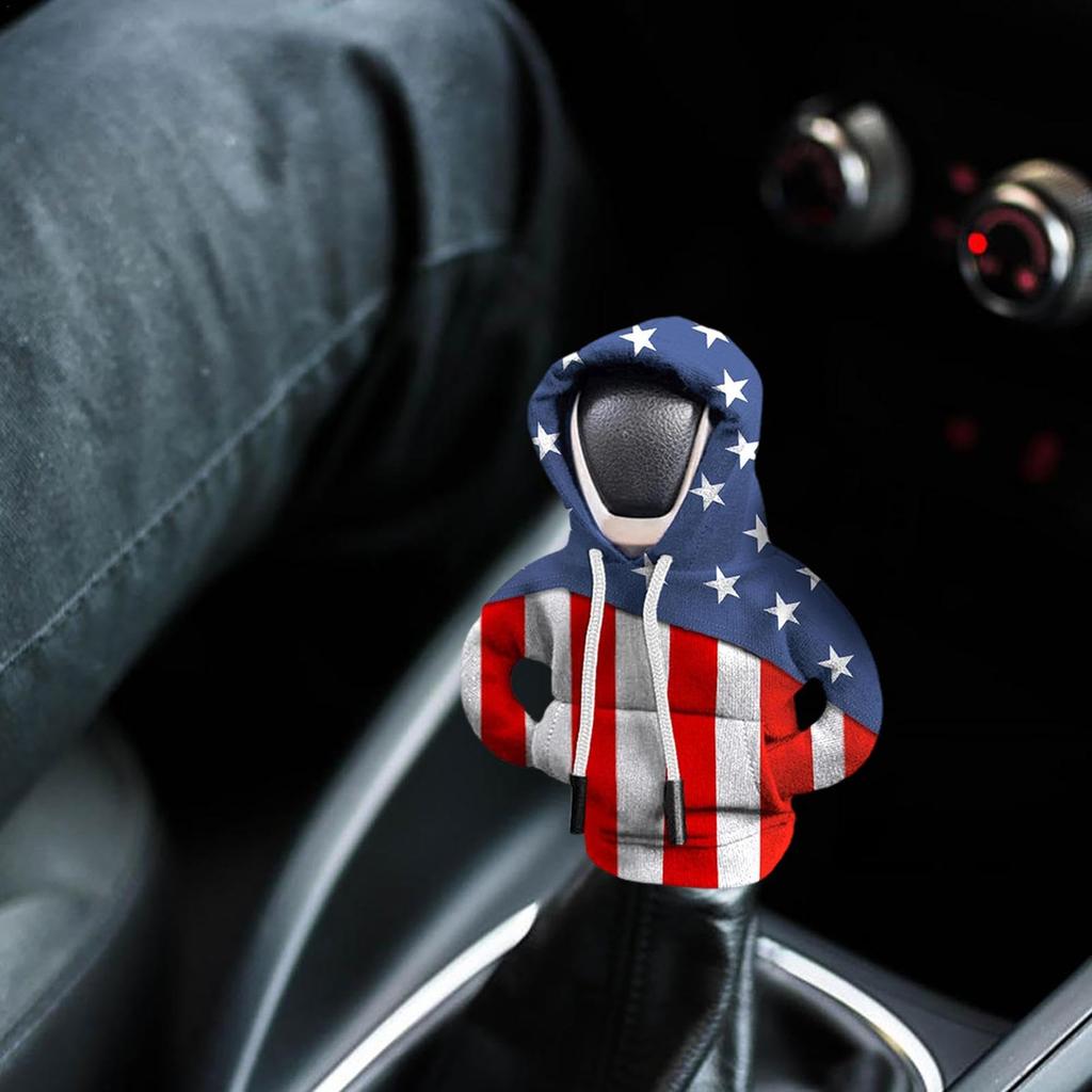 Car Gear Shift Cover, Creative American Flag, Car Gear Steering Wheel Cover, Car Gear