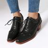 Damen Perforierte Brogues Oxfords Klobige Hohe Absätze Schuhe Quadratische Zehenpartie Schnürschuhe Vintage Pumps für Roaring 20’s Kostümparty