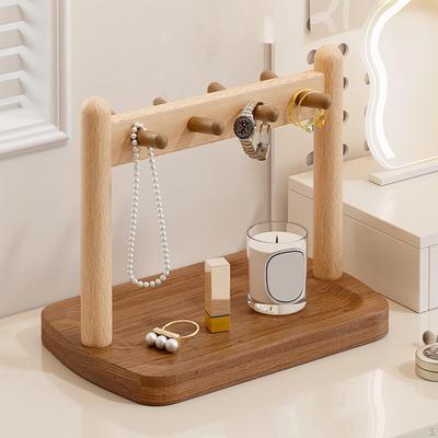 Jewelry Organizer Earring Necklace Display Holder Wooden Multipurpose, Stand,