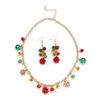 Earrings Xmas Clavicle Chain Bracelet Christmas Bell Jewelry Set Fashion   Gift