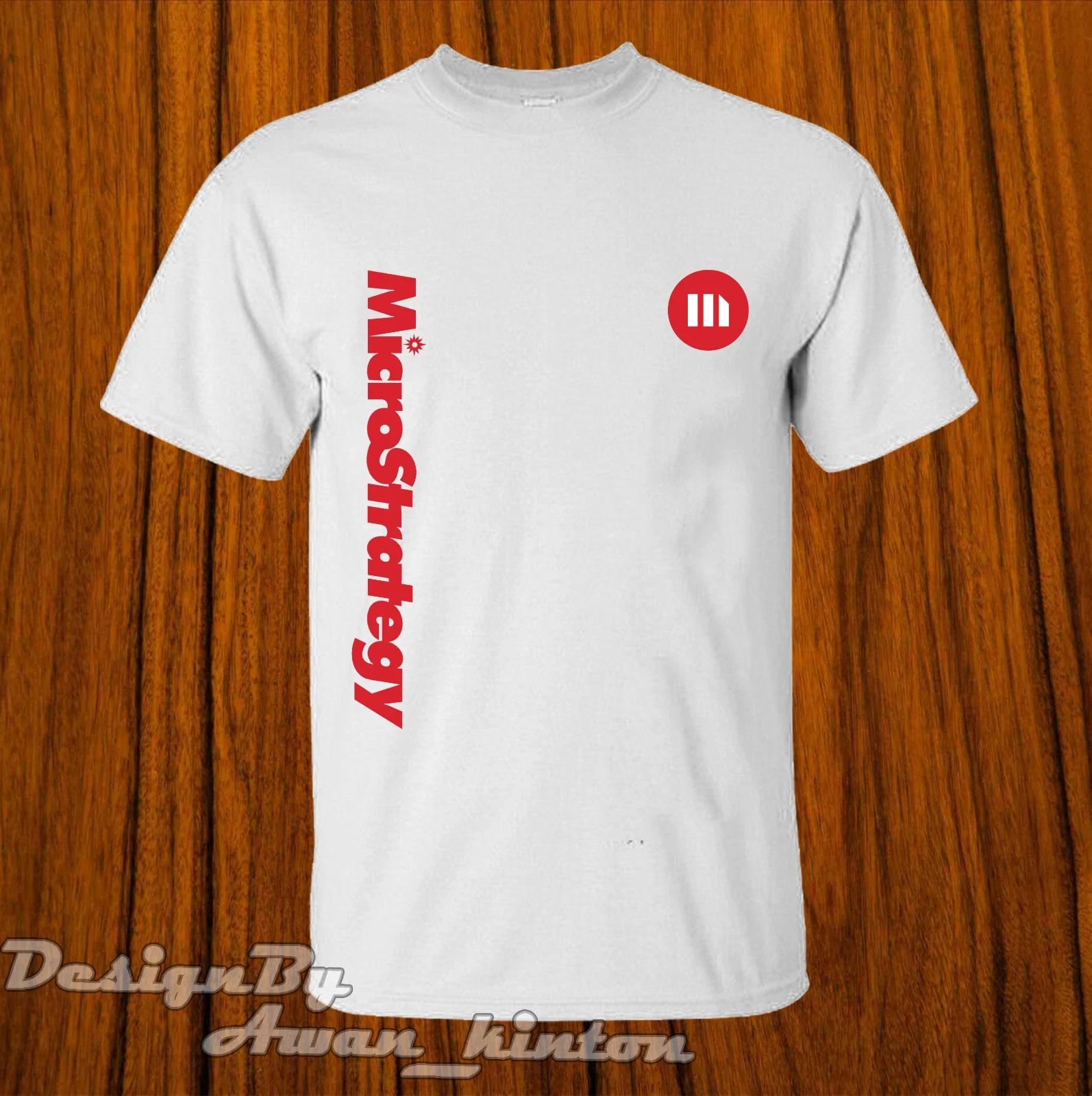 Men s and Women s T-shirts Clothing MicroStrategy Software Funny Logo White Color Tshirt Made In Usa L