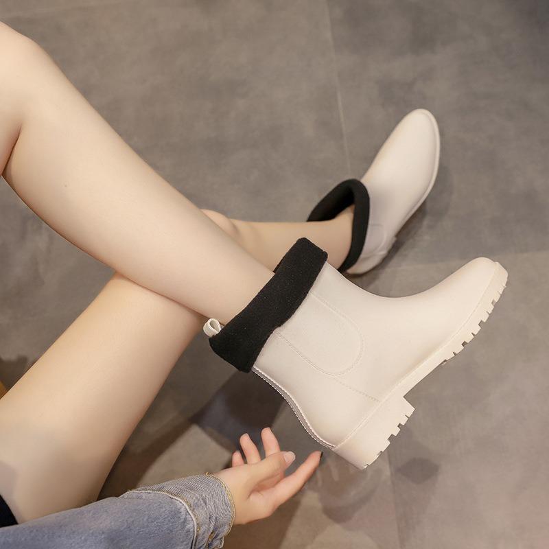 Fashion Cute Rain Shoes Women Wear Non-slip Water Shoes Kitchen Waterproof Glue Shoes Soft Sole Comfortable Rain Shoes Women