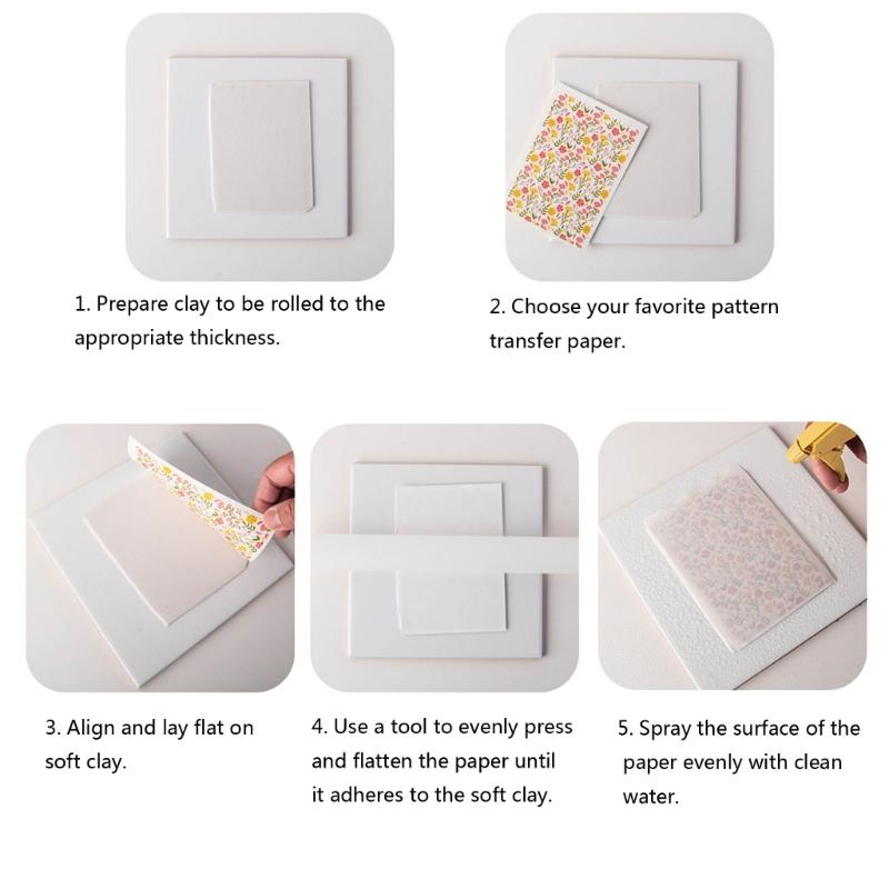 Clay Water Transfer Paper for DIY Clay Earring Jewelry, Floral Clay Transfer Sheet Flower Paper for Pottery Enamel Decal
