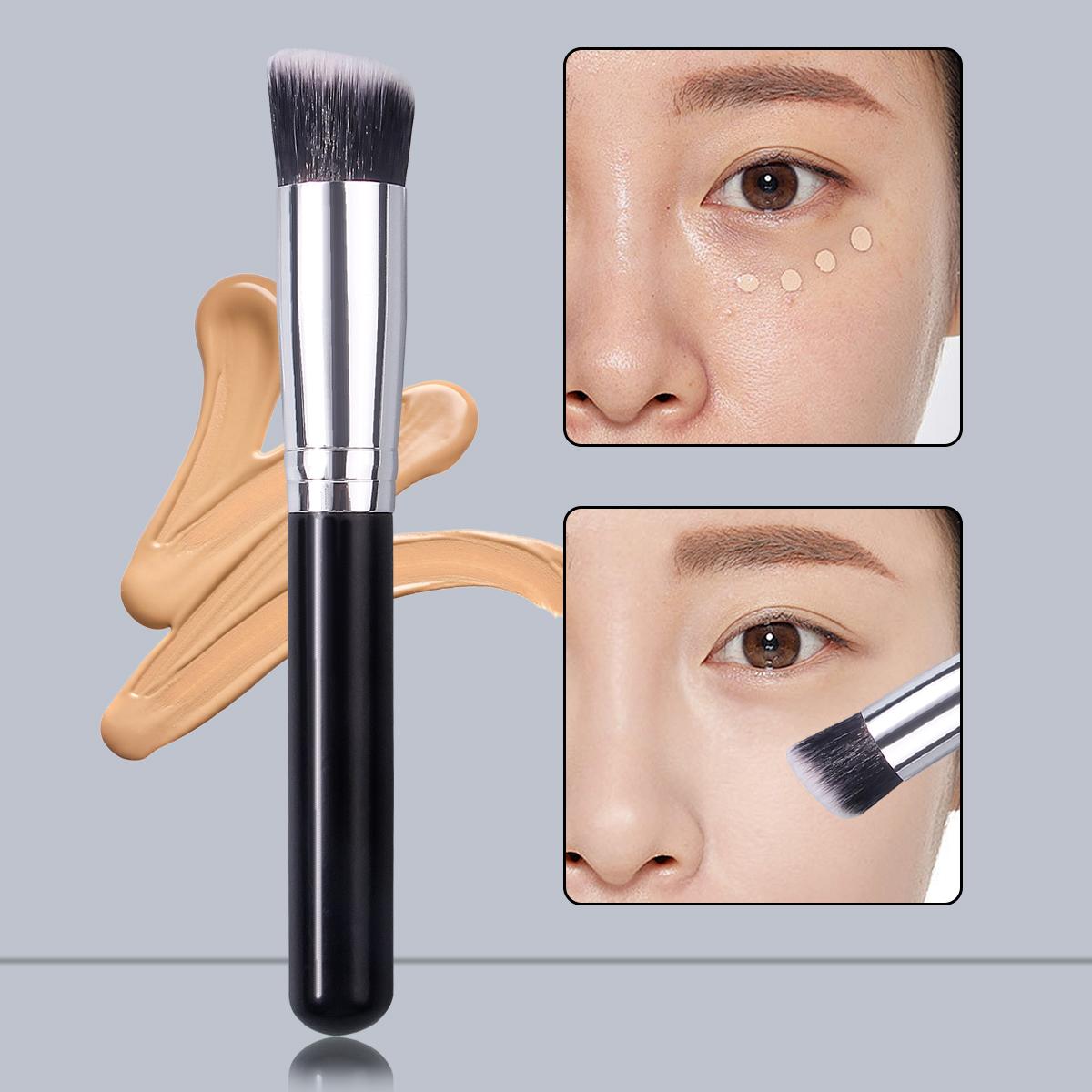 

1PCS black premium Foundation Brush concealer Brush does not eat powder flat head oblique novice seamless Korean concealer чёрный