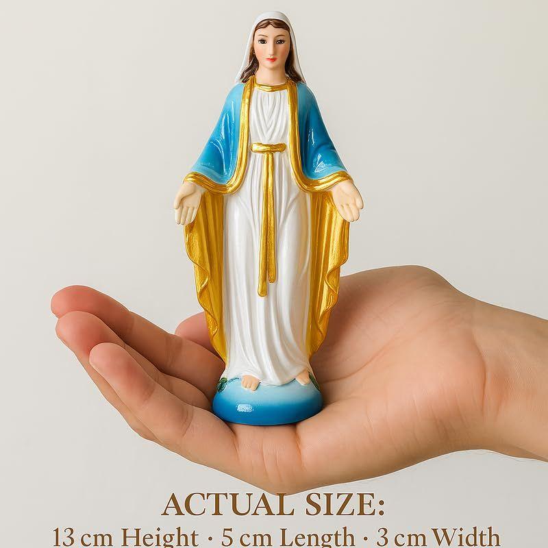 Immaculate Mary Figurine | Christmas Prayer Statue, Marble-Look Decorative Showpiece