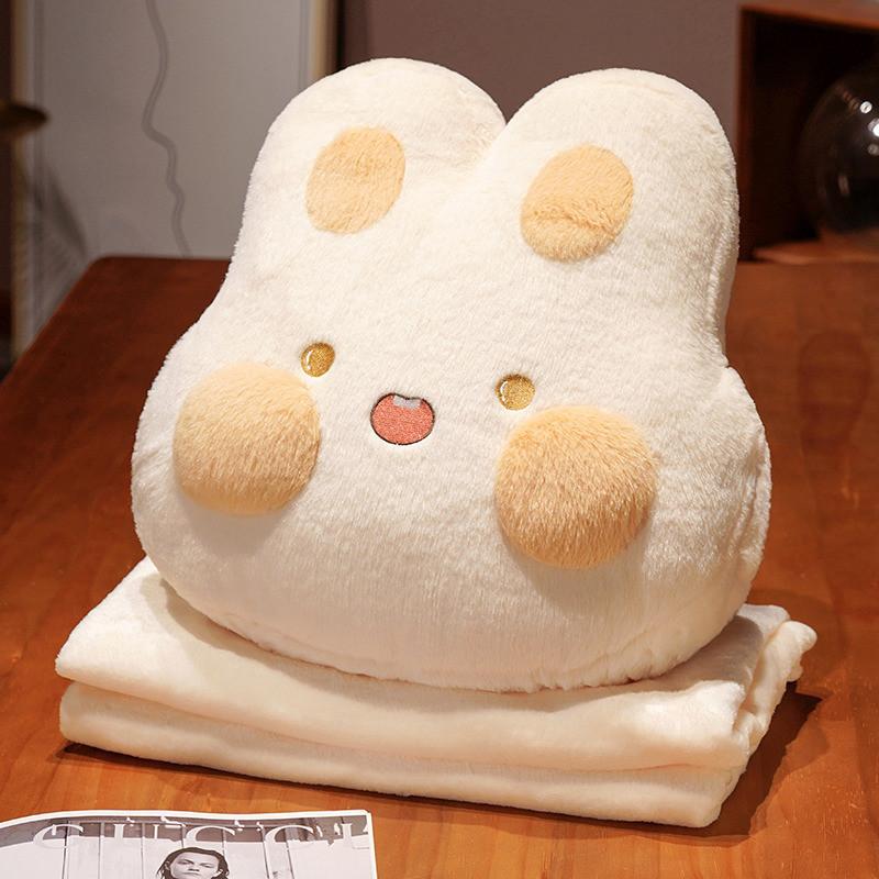 Rabbit Frog Fox Plush Toys Blanket Animal Doll  Nap Hug Pillow Washable