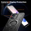 Magnetic Case For Xiaomi Redmi 13C 4G/5G/13R 5G/Poco C65 4G/M6 5G Military Protection PC+TPU Kickstand Phone Cover