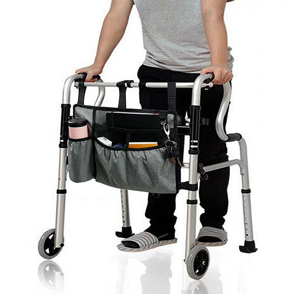 Walker Bag with Cup Holder Walker Storage Pouch Waterproof Electric Wheelchair Bag for Adult Folding Walkers