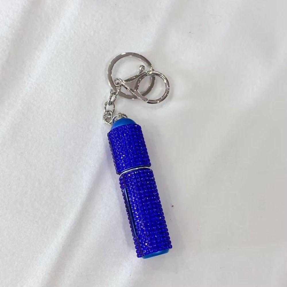 Exquisite Bottom Refillable Keychain Bottle 5ml Crystal Key Ring Atomizer Rhinestone Portable Spray Bottle For Travel