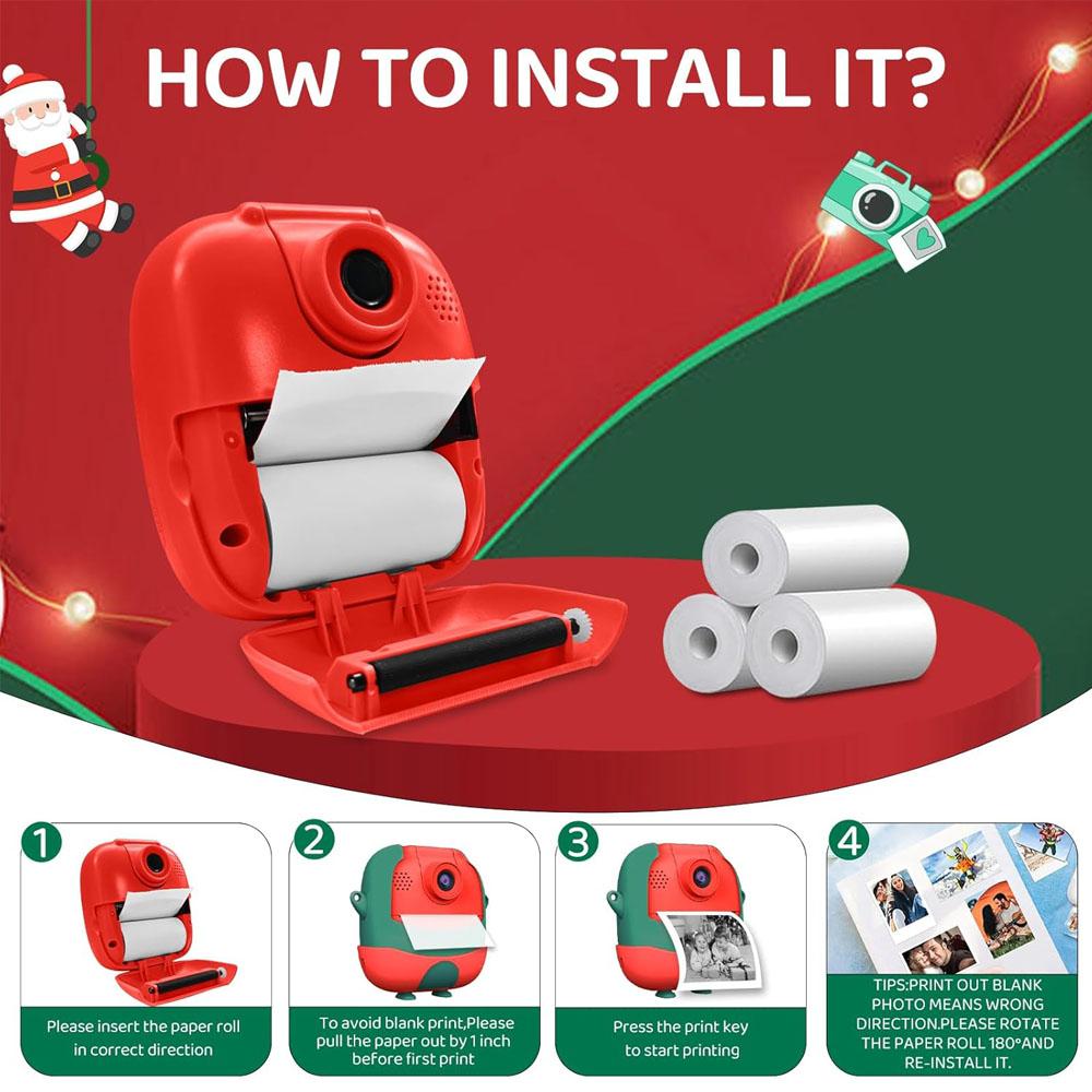 Children's 1080P Christmas camera pocket camera for printing anytimeChristmas Halloween Birthday Gift for Boys/Girls