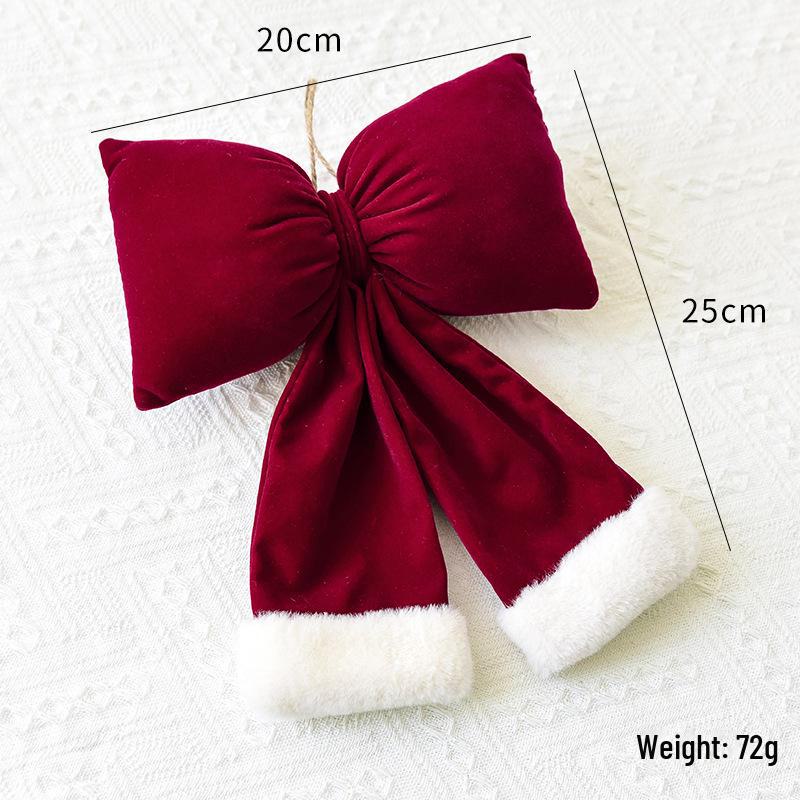 Large Red Velvet 3D Christmas Bow Pendant Ornament
