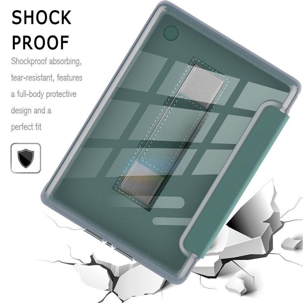 6 inch Case Auto Wake/Sleep with Hand Strap Protective Shell Leather Clear Back e-Reader Cover for KOBO Clara Color/2E/BW