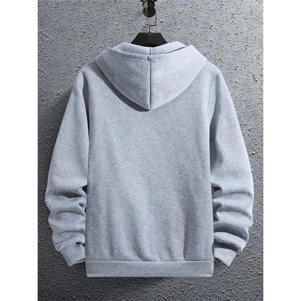 Men's Casual Fashion Creative New York English Letter Pattern Printed Zipper Hooded Sweatshirt Top, Comfortable and Soft Fabric