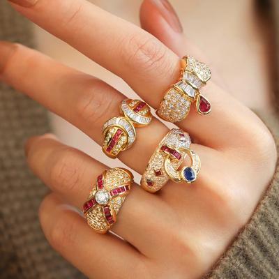 Damen Vintage Eleganter Verstellbarer Ring, Antiker Stil Hochwertiger Vielseitiger Partnerring