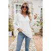 Spring and Autumn Women's Blouse Fashion V-neck Buttons Hollow Loose Long-sleeved T-shirt Tops