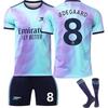 Teens Kids Adults Custome Name Football Kits 24/25 Arsenal 2nd Away #8 ØDEGAARD Sport Training Jersey Set with Socks