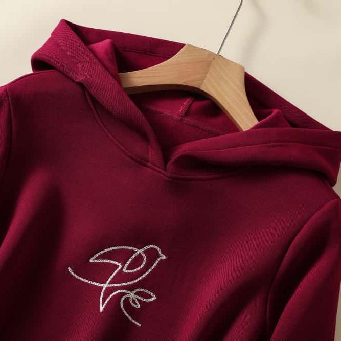 Embroidered Air Cotton Sweatshirt for Women's Autumn New Style Versatile Casual Top