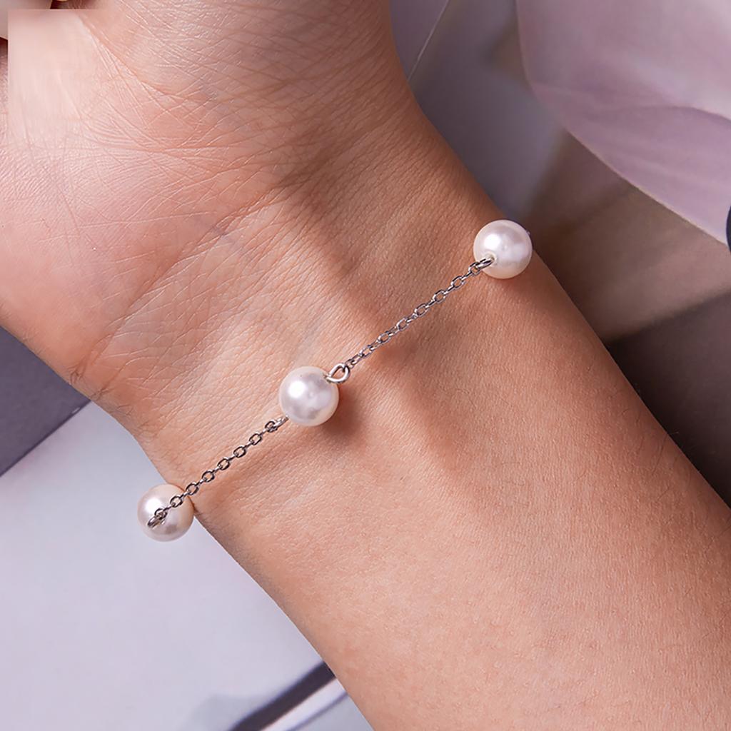 925 Sterling Silver Shell Pearl Bead Wome Bracelet Delicate Adjustable Fine Jewelry Wedding Gift BSB090