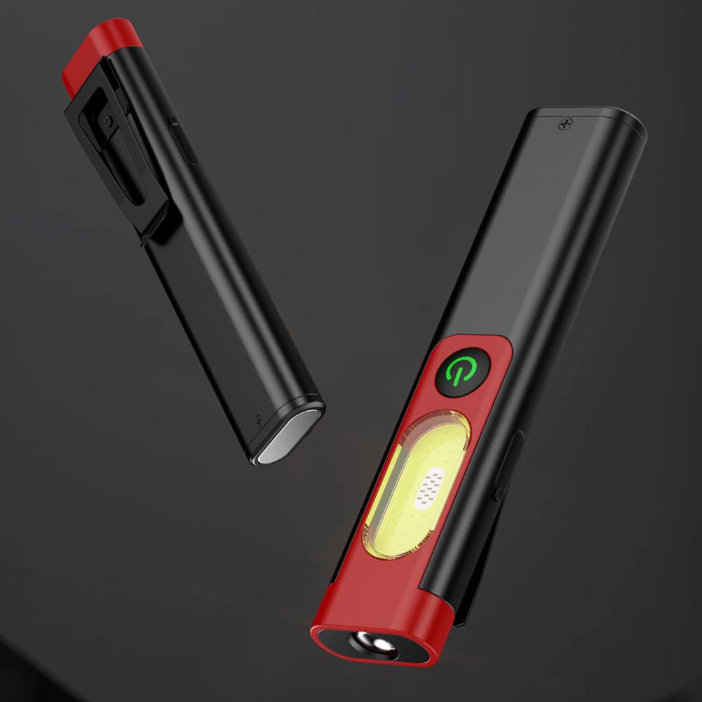 LED Keychain Flashlight With Magnet Clip Portable Rechargeable Lamp Waterproof Outdoor Warning Torch UV Light S7T9